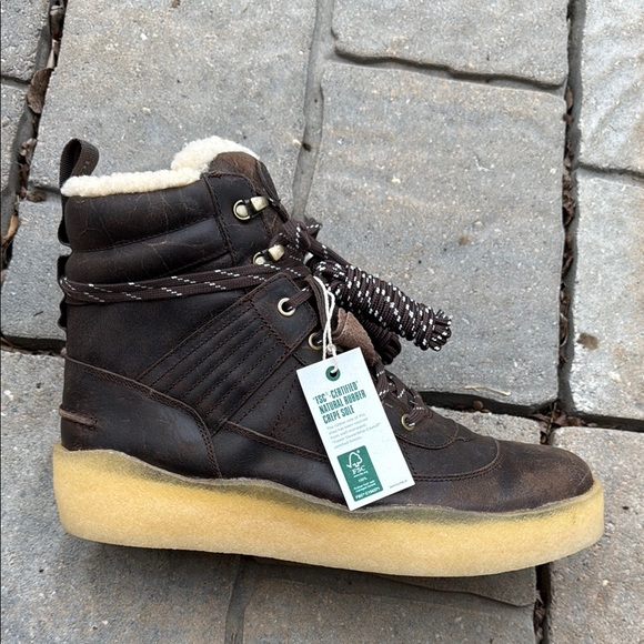 Brown High-Top Boots with Shearling Lining